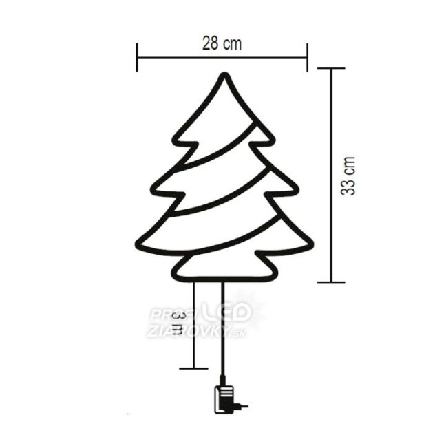 LED dekorácia do okna, stromček - časovač, s adaptérom - teplá biela