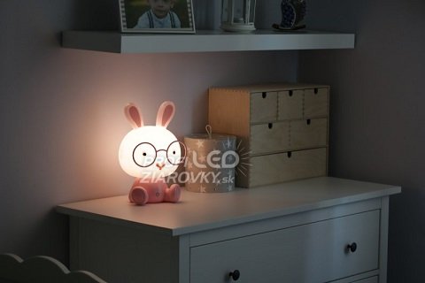 Detská nočná lampa led zajačik polux, 2,5w - ružová