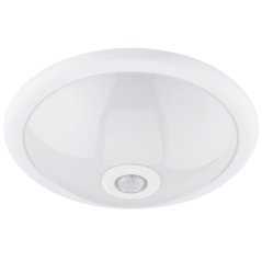 LED stropné svietidlo REGIS 2x E27 IP44 s pohybovým a súmrakovým senzorom biele okrúhle 30cm LUMILED