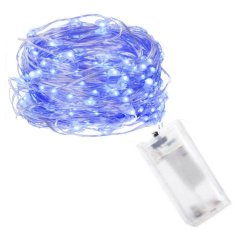 Vianočná led svetelná mikro reťaz na batérie - 20led - 1,9m modrá