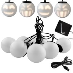 Vianočná girlanda 8x LED na batérie dekoratívni snehuliaci duchovia 4,33 m hrajúci biely +USB C