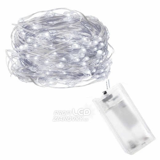 Svetelná mikro reťaz vnútorná na batérie 0,9 m, 10 LED, studená biela