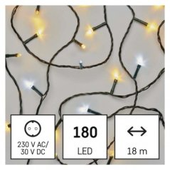 Svetelná reťaz blikajúca vonkajšia aj vnútorná 18 m, 180 LED, teplá a studená biela