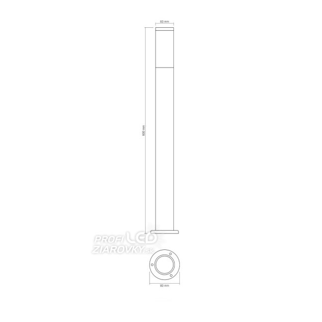 Vonkajšie záhradné svietidlo PIPE Round 60cm IP54 GU10 Black Videx