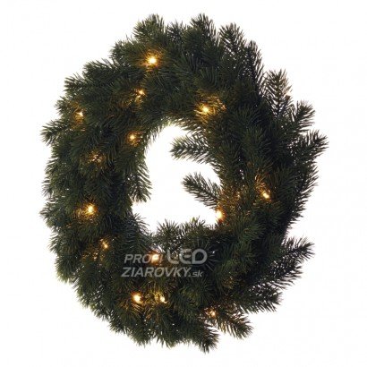 Led vianočný veniec, 40cm, 2× aa, vnútorný, teplá biela