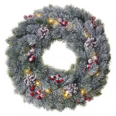 Led vianočný veniec, 38cm, 2×aa, vnútorný, teplá b., časovač