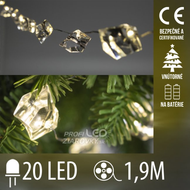 Svetelná reťaz vnútorná na batérie 1,9 m, 20 LED, teplá biela Svetelná reťaz vnútorná na batérie 1,9 m, 20 LED, teplá biela