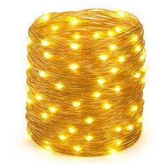 Solárna záhradná girlanda okrasná svetelná reťaz 100 LED diód - teplá farba
