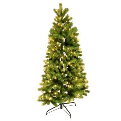 Umelý 1/2 vianočný stromček s integrovaným led osvetlením - 3d+2d ihličie - 180led - 150cm - teplá biela