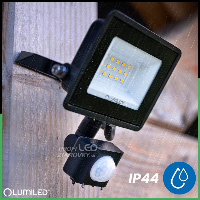 LED reflektor ZUNA2 10W 900lm 6500K IP44 Black Senzor pohybu LUMILED
