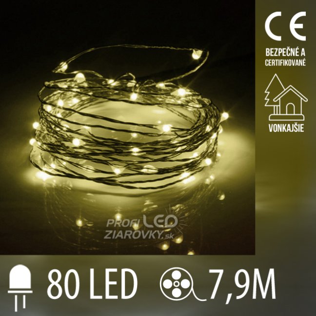 Svetelná mikro reťaz vonkajšia 7,9 m, 80 LED, teplá biela Svetelná mikro reťaz vonkajšia 7,9 m, 80 LED, teplá biela