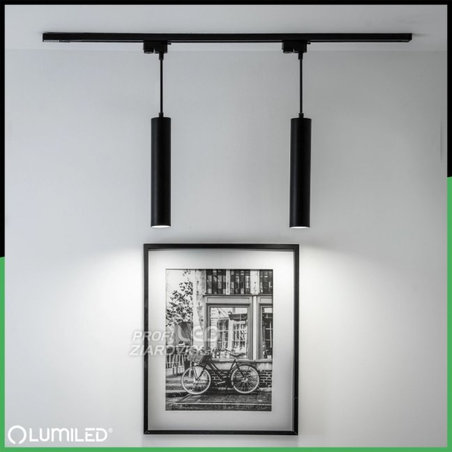 Závesné závesné svietidlo Rail 29cm Reflektor GU10 LED SOPLO Black LUMILED