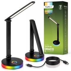 Lampa stolná LED dotyková 5 farieb nastaviteľná USB 7W + 1W DRACO čierna LUMILED