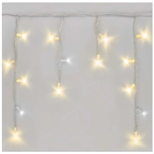 Viktória led svetelná záclona vonkajšia flash - 150led - 9m teplá biela / flash prebliknutie studená biela - biely kábel