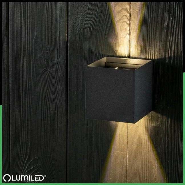 LED fasádne nástenné svietidlo 2x3W 4000K Nastaviteľné zhora nadol Čierna PICEA LUMILED