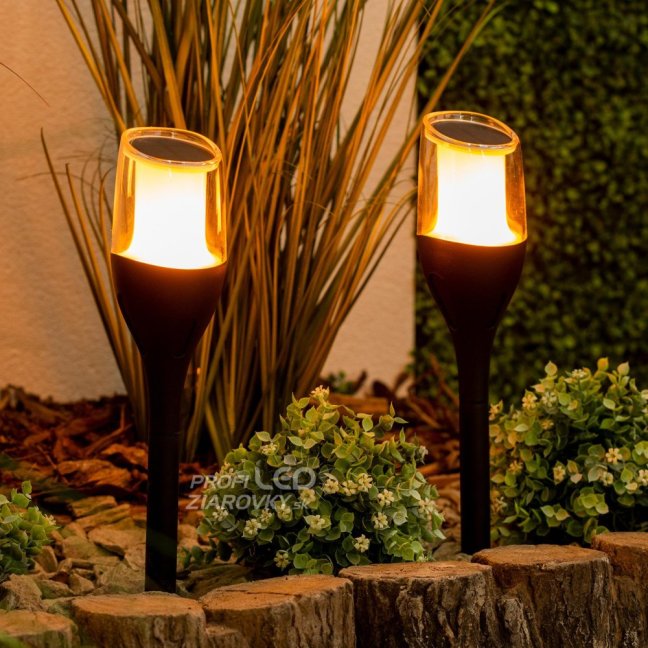 LED solárna vonkajšia záhradná lampa IGNIS 64 cm LUMILED s efektom plameňa