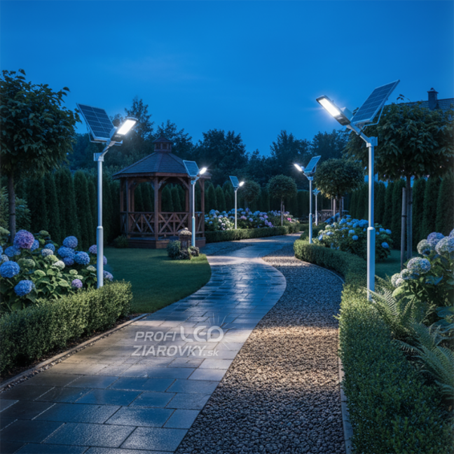 Záhradná pouličná solárna LED lampa výkonná - 1200W - 6500K  - IP65 + diaľkové ovládanie