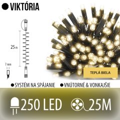 Viktória led svetelná reťaz vonkajšia - 250led - 25m teplá biela