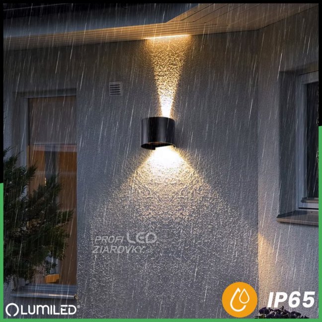 LED fasádne nástenné svietidlo 2x3W 4000K Nastaviteľné zhora nadol Čierna PINUS LUMILED