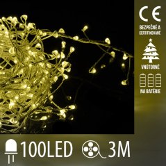Vianočná led svetelná mikro reťaz cluster -100led - 3m teplá biela