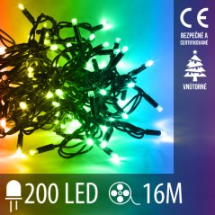 Svetelná reťaz vnútorná 16 m, 200 LED, farebná