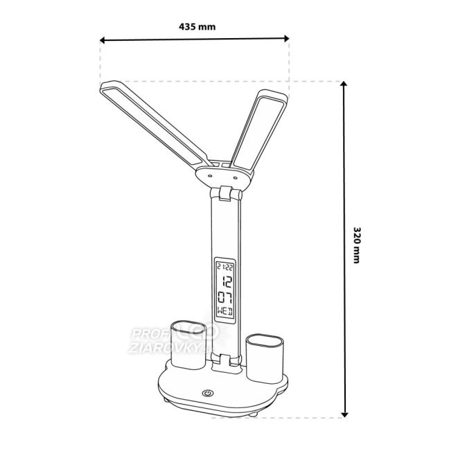 Lampa stolová LED dvojitá s displejom DALIS 11W 400lm biela LUMILED