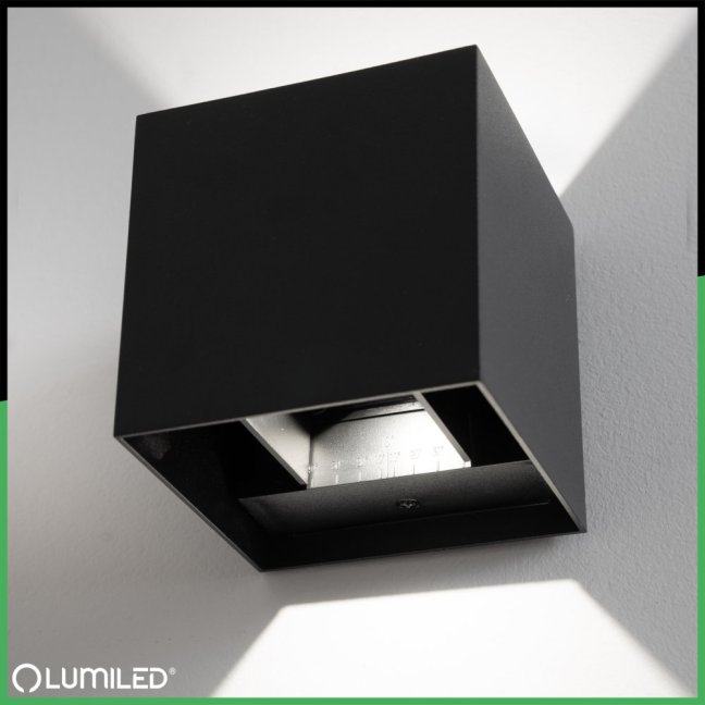 LED fasádne nástenné svietidlo 2x3W 4000K Nastaviteľné zhora nadol Čierna PICEA LUMILED