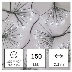 LED svetelná reťaz – svietiace trsy, nano, 2,35 m, vnútorná, studená biela, časovač