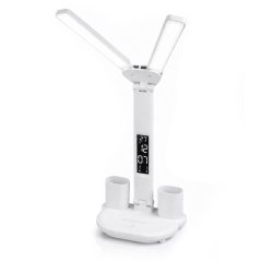 Lampa stolová LED dvojitá s displejom DALIS 11W 400lm biela LUMILED