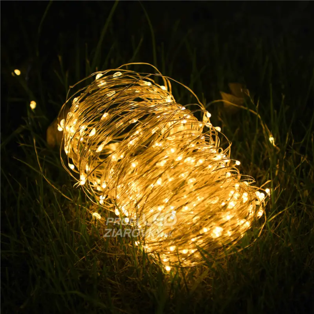 Solárna záhrada Girland 200x LED okrasná 21m teplá 3000K + Pilot PASSI LUMILED