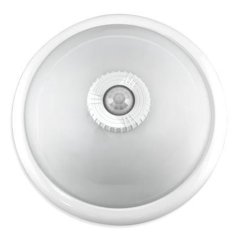 Plafond LED stropné svietidlo na povrch 2x E27 s PIR senzorom pohybu biele okrúhle 30 cm