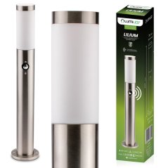 Záhradný stĺpik vonkajší E27 INOX 65cm so senzorom pohybu Lilium LUMILED
