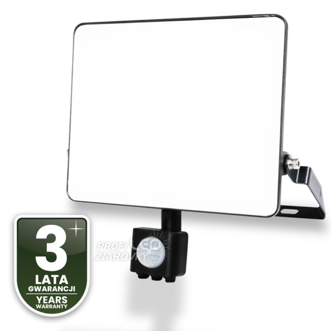 LED reflektor AZZLER 50W 6000lm 4000K IP44 Halogénová vonkajšia lampa so senzorom pohybu čierna LUMILED