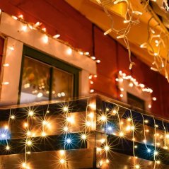 Vianočná led svetelná záclona vonkajšia na spájanie flash - 200led - 5m teplá biela / studená biela