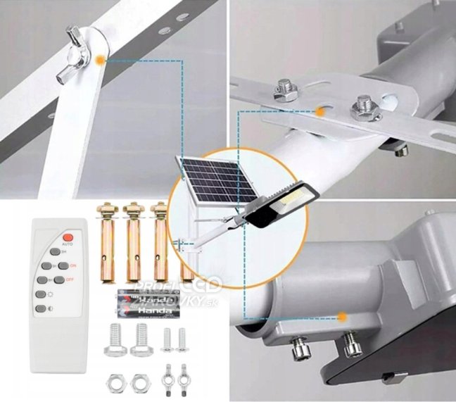 LED solárne pouličné svietidlo 800W - 6500K - 3,2V - 25Ah - s držiakom a diaľkovým ovládaním