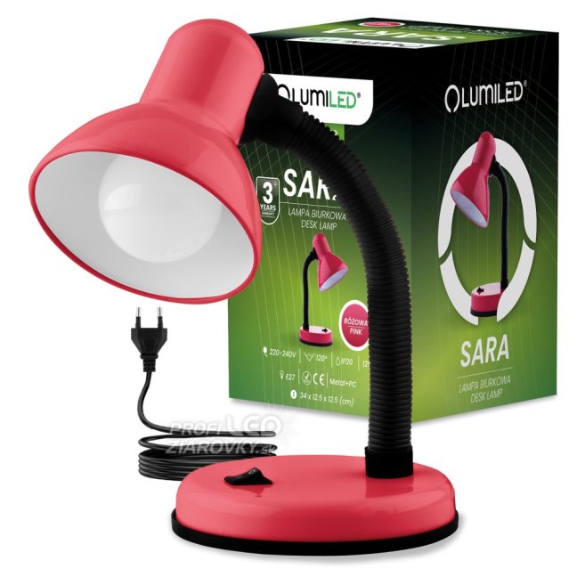 Lampa stolová stolová nastaviteľná SARA školská nočná E27 ružová LUMILED