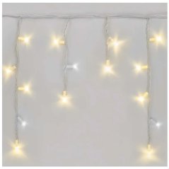 Viktória led svetelná záclona vonkajšia flash - 150led - 9m teplá biela / flash prebliknutie studená biela - biely kábel