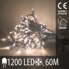 Svetelná reťaz vonkajšia 60 m, 1200 LED, teplá biela