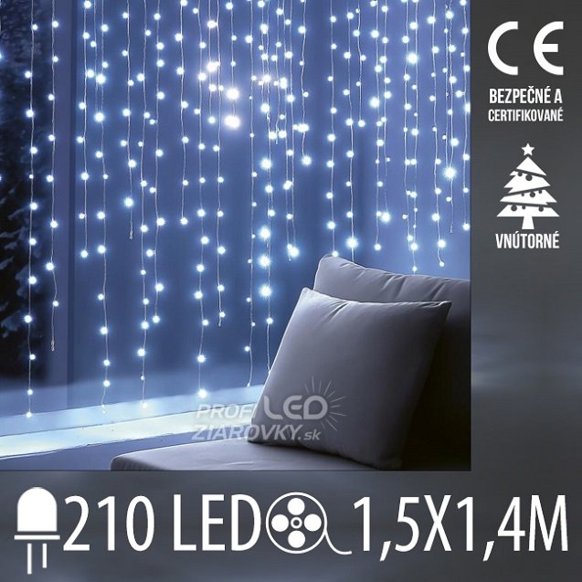 Svetelný záves DOT vnútorný 1,5 × 1,4 m, 210 LED, studená biela