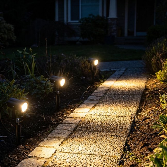 Solárna zapichovacia lampa záhradná 3x LED 3000K reflektor 11m + diaľkové ovládanie SOLTI LUMILED