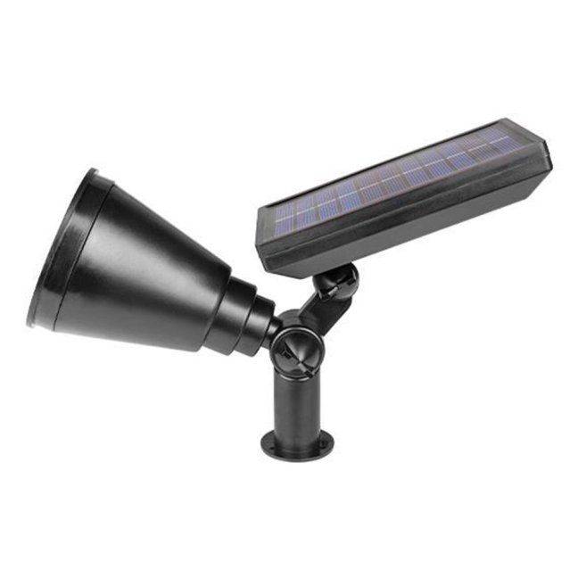 Záhradný LED solárny reflektor 2W studený IP65 súmrakový senzor
