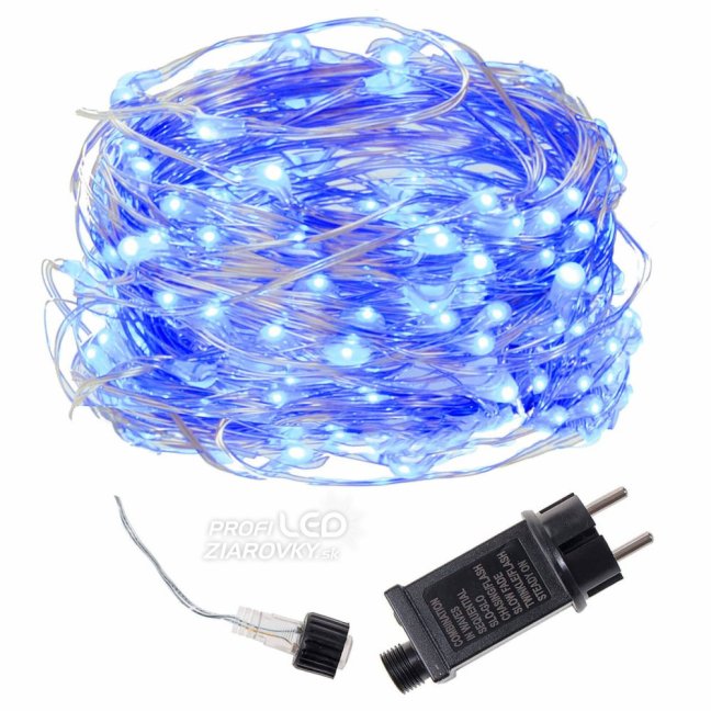 Svetelná mikro reťaz vonkajšia 30 m, 300 LED, modrá, 8 programov