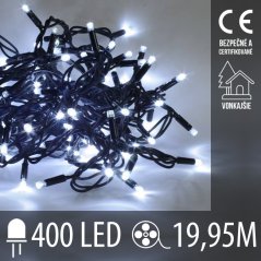 Vianočná led svetelná reťaz vonkajšia - 400led - 19,95m studená biela