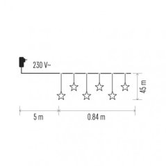 Led vianočný záves – hviezdy, 80cm, vonk., teplá biela, č.
