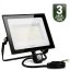 LED reflektor ZUNA2 100W 9000lm 6500K IP44 čierny so senzorom pohybu LUMILED