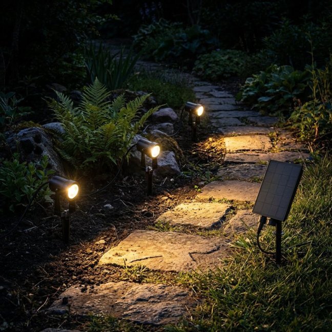 Solárna zapichovacia lampa záhradná 3x LED 3000K reflektor 11m + diaľkové ovládanie SOLTI LUMILED