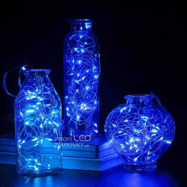 Svetelná mikro reťaz vonkajšia 30 m, 300 LED, modrá, 8 programov