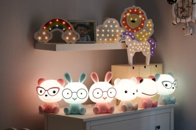 Detská nočná lampa led medvedík polux, 2,5w - rúžová