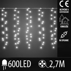 Vianočná LED svetelná záclona CLUSTER na spájanie vonkajšia - 600LED - 2,7M Studená biela