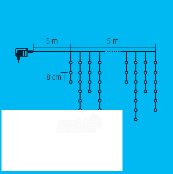 Svetelný záves vonkajší 3 m, 100 LED, studená biela, 8 programov
